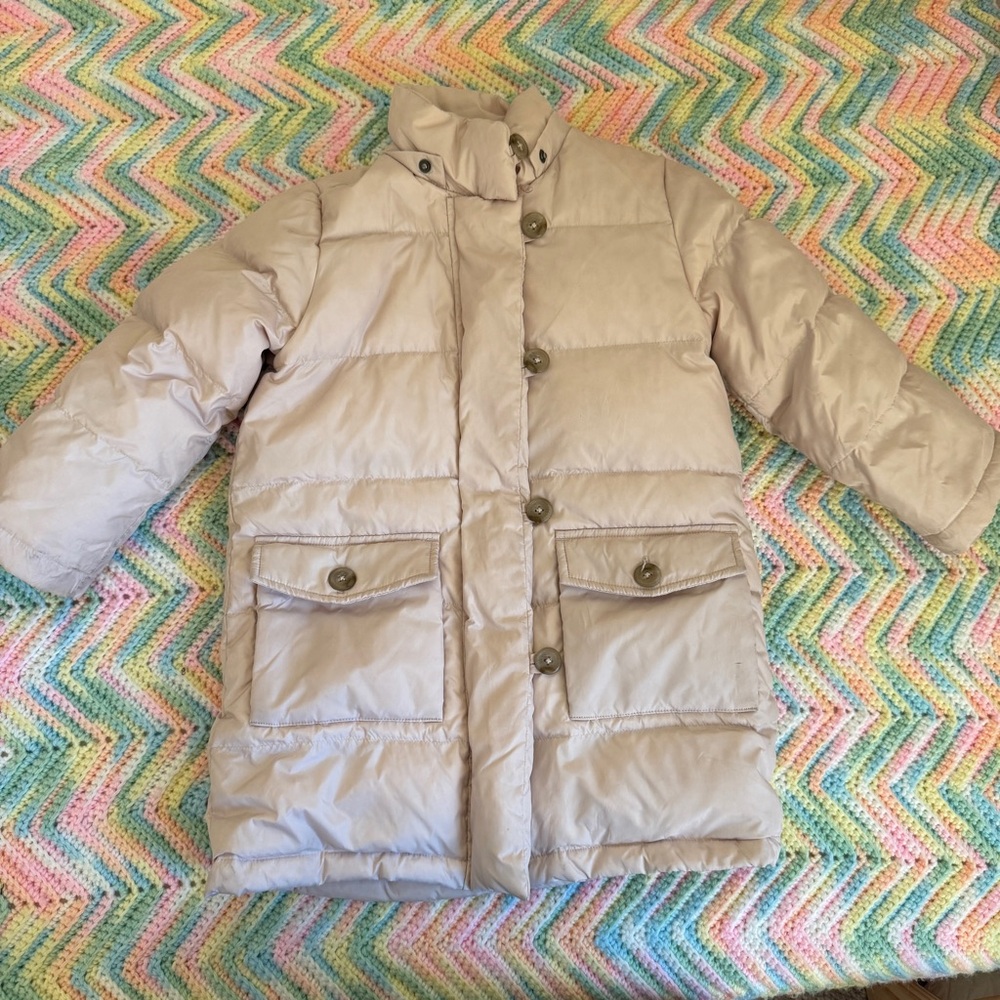 Bonpoint light pink feather down Doudoune puffer jacket parka  Size 4